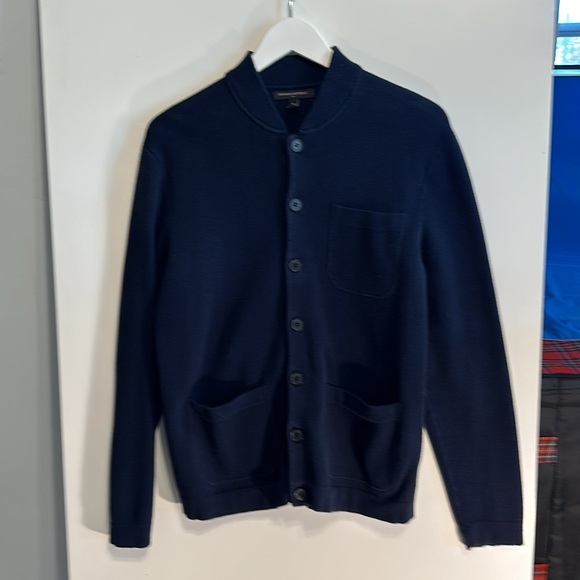 Banana Republic Unisex Button-Down Cardigan Navy Medium - Picture 1 of 6